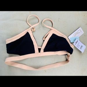 L*space Platinum Bikini Top in Black and Tan
